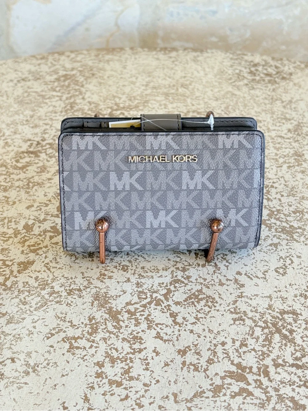 Michael Kors Gray MK Signature Satchel with Matching Wallet